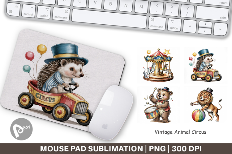 Mouse Pad Vintage Animal Circus