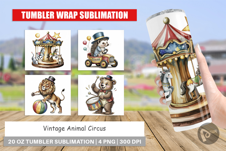 Tumbler Vintage Animal Circus