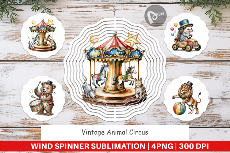 Wind Spinner Vintage Animal Circus