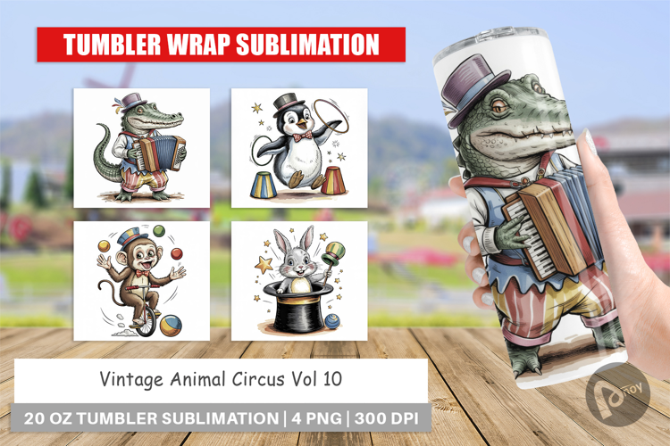 Tumbler Vintage Animal Circus