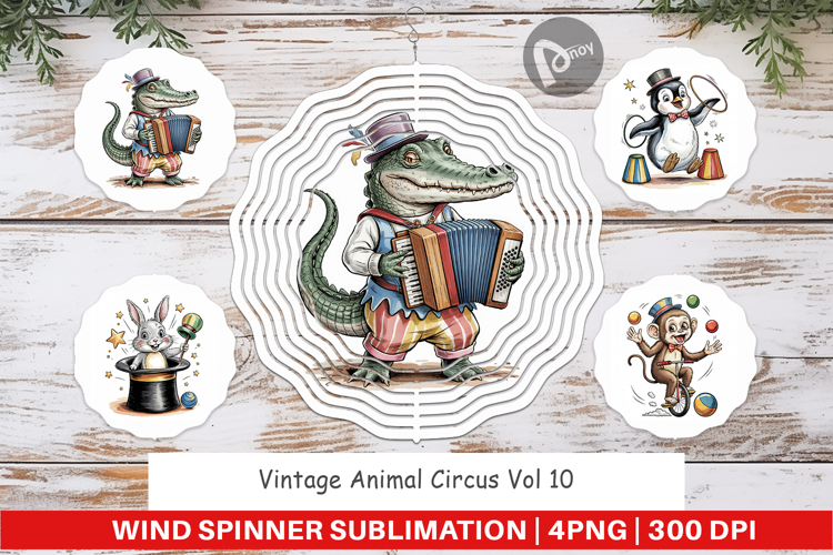 Wind Spinner Vintage Animal Circus
