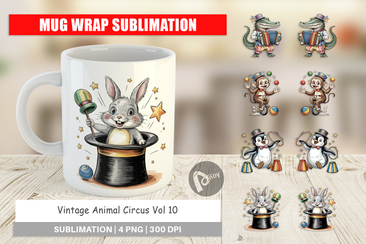 Mug Wrap Vintage Animal Circus