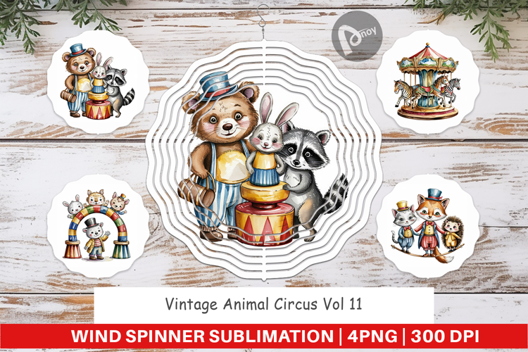 Wind Spinner Vintage Animal Circus