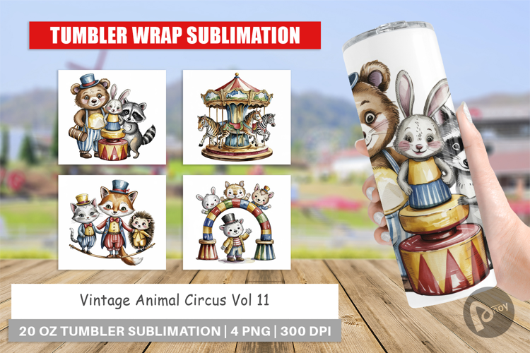 Tumbler Vintage Animal Circus