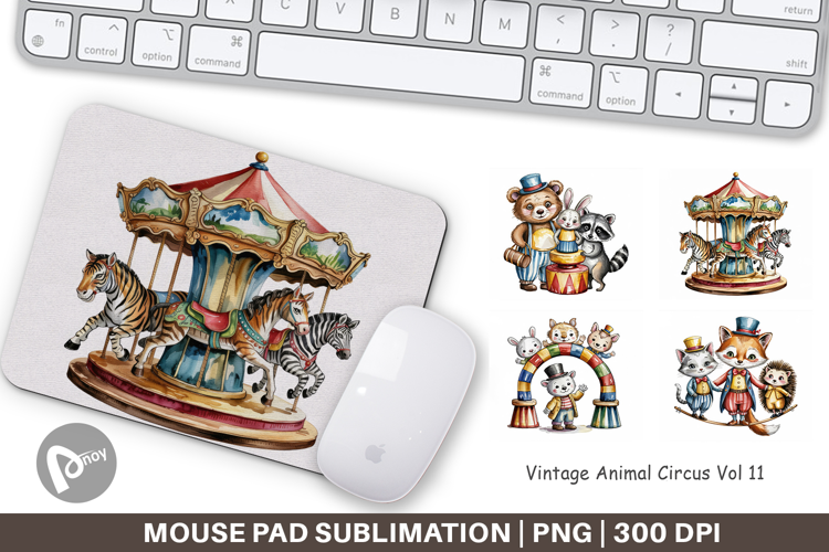 Mouse Pad Vintage Animal Circus