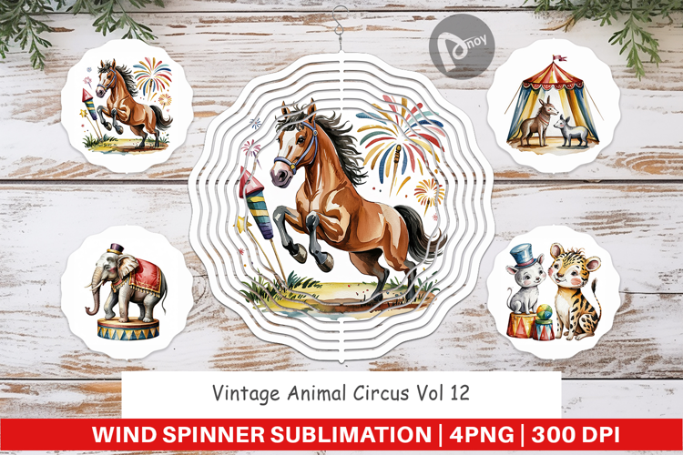 Wind Spinner Vintage Animal Circus