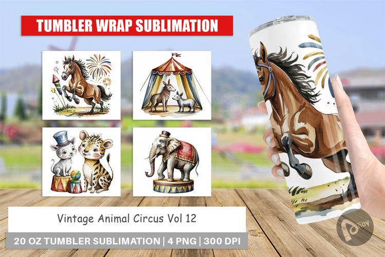 Tumbler Vintage Animal Circus