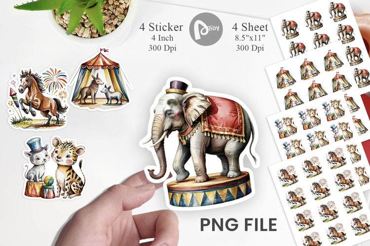 Vintage Animal Circus Sticker