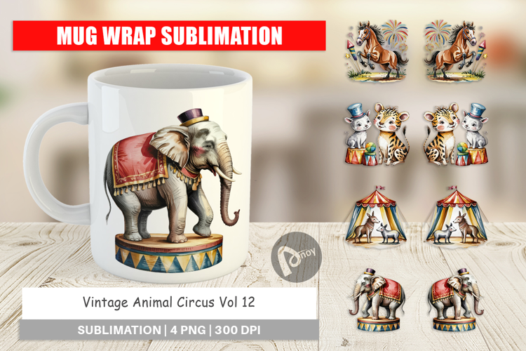 Mug Wrap Vintage Animal Circus