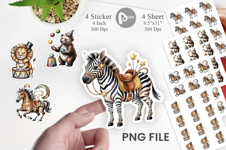 Vintage Animal Circus Sticker