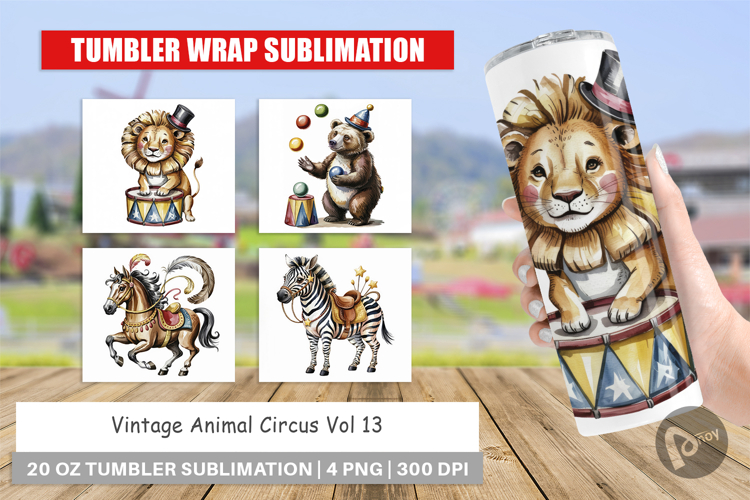 Tumbler Vintage Animal Circus