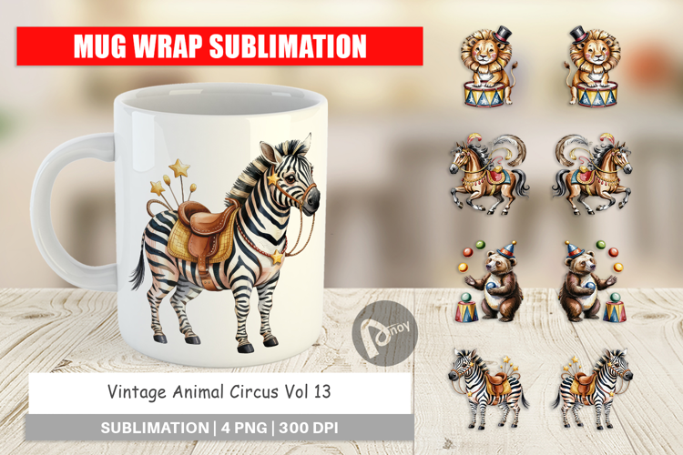 Mug Wrap Vintage Animal Circus
