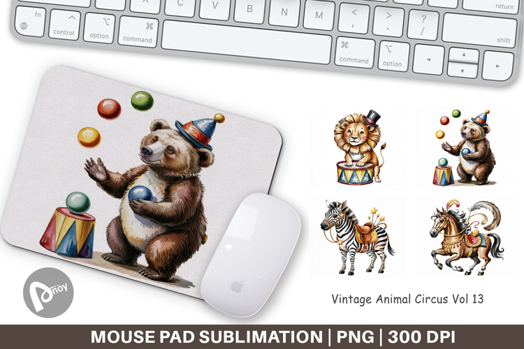 Mouse Pad Vintage Animal Circus