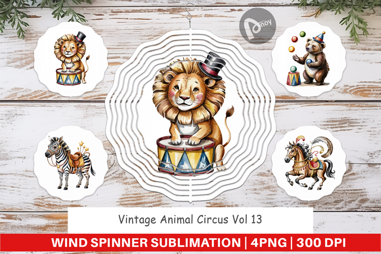 Wind Spinner Vintage Animal Circus