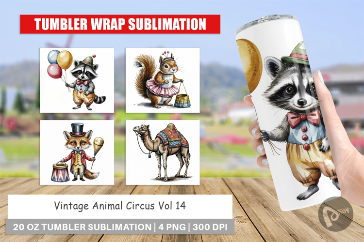 Tumbler Vintage Animal Circus