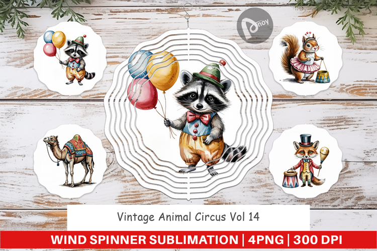 Wind Spinner Vintage Animal Circus
