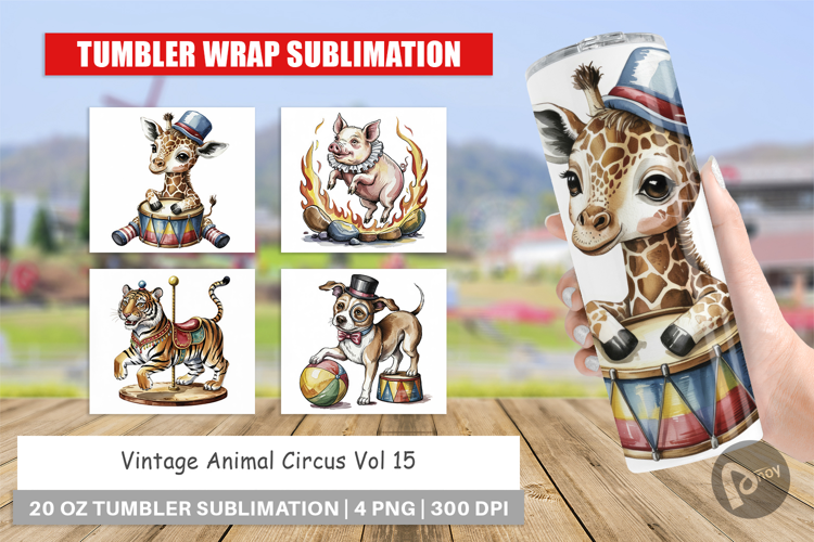 Tumbler Vintage Animal Circus