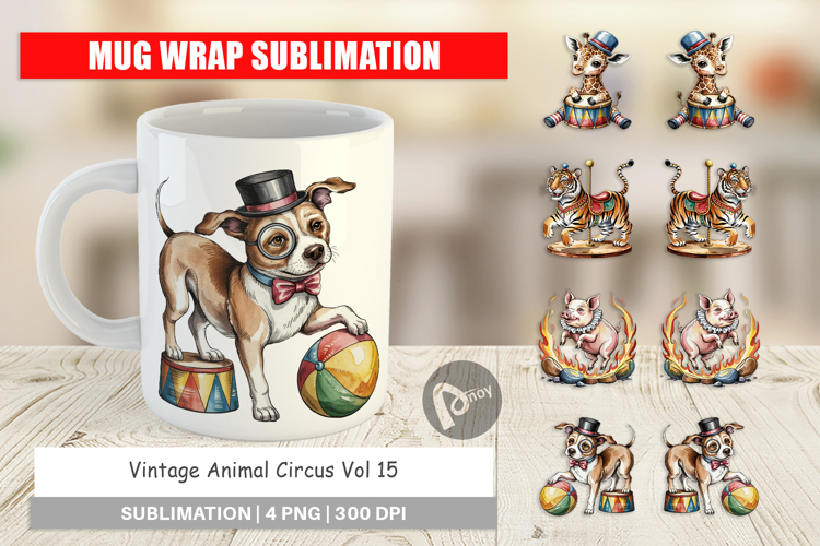 Mug Wrap Vintage Animal Circus