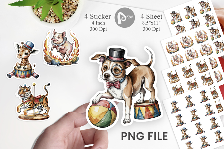 Vintage Animal Circus Sticker