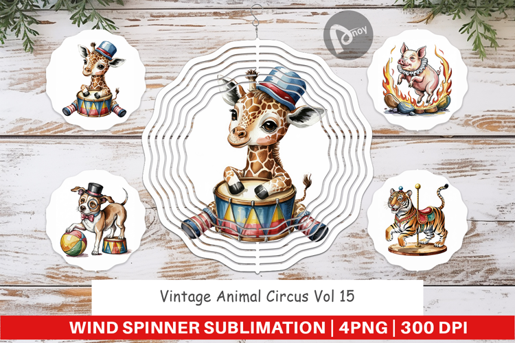 Wind Spinner Vintage Animal Circus