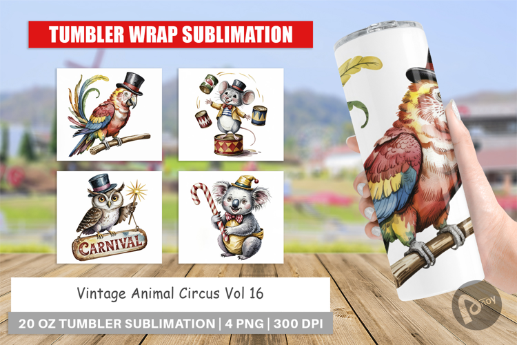 Tumbler Vintage Animal Circus