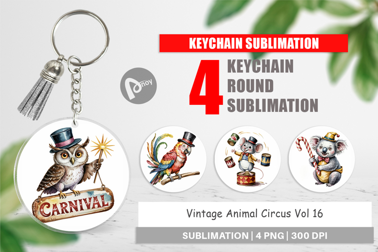 Keychain Vintage Animal Circus