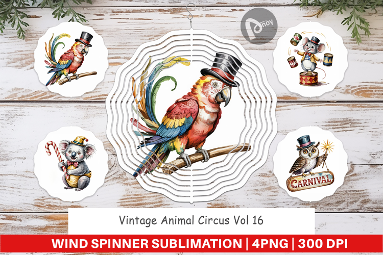 Wind Spinner Vintage Animal Circus