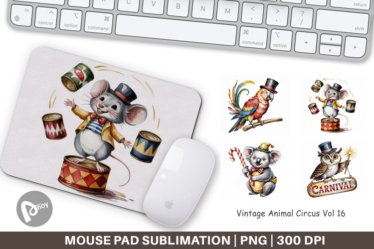 Mouse Pad Vintage Animal Circus