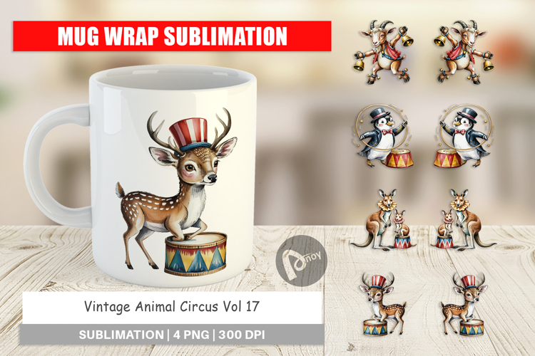 Mug Wrap Vintage Animal Circus