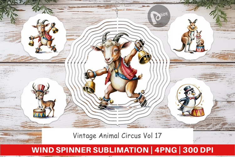 Wind Spinner Vintage Animal Circus