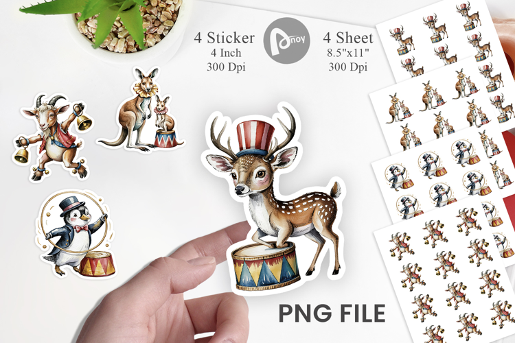 Vintage Animal Circus Sticker