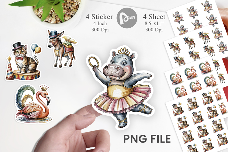Vintage Animal Circus Sticker