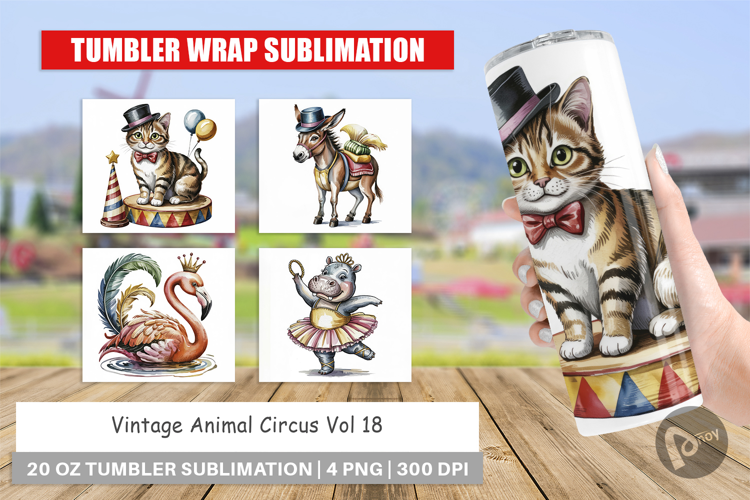 Tumbler Vintage Animal Circus