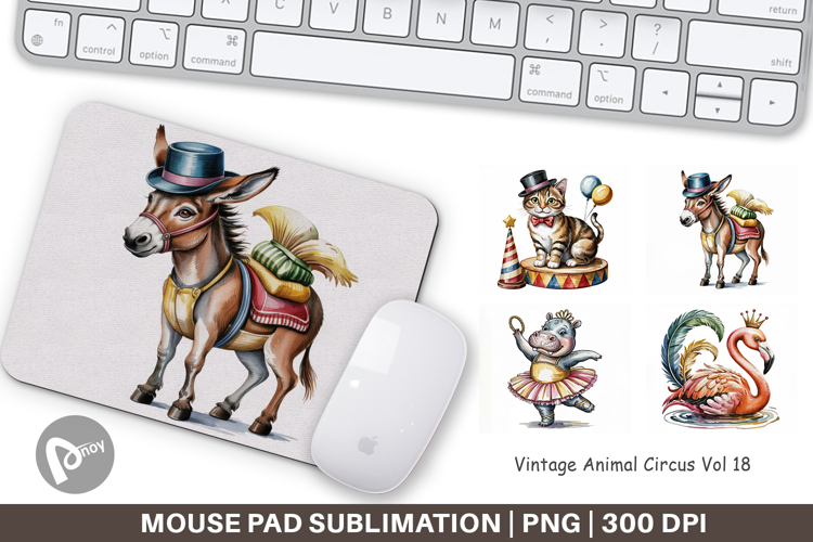 Mouse Pad Vintage Animal Circus