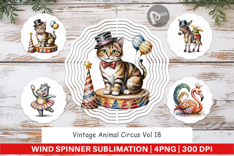 Wind Spinner Vintage Animal Circus