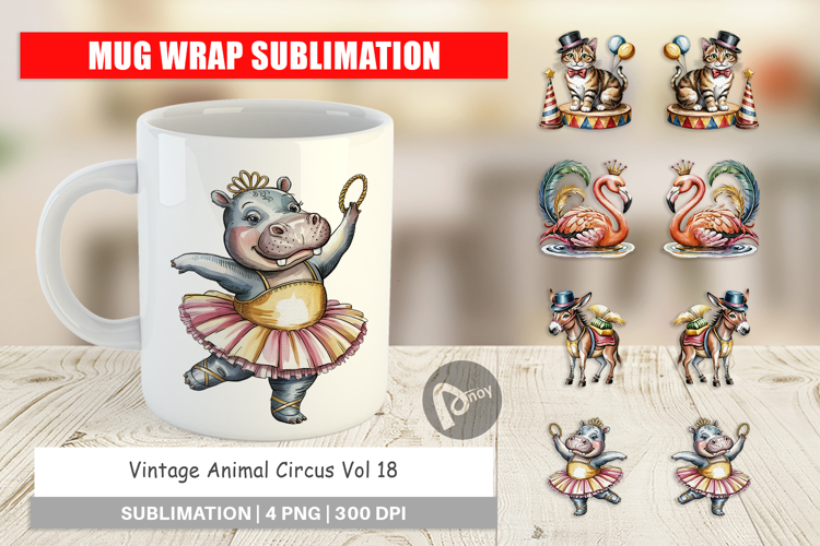 Mug Wrap Vintage Animal Circus