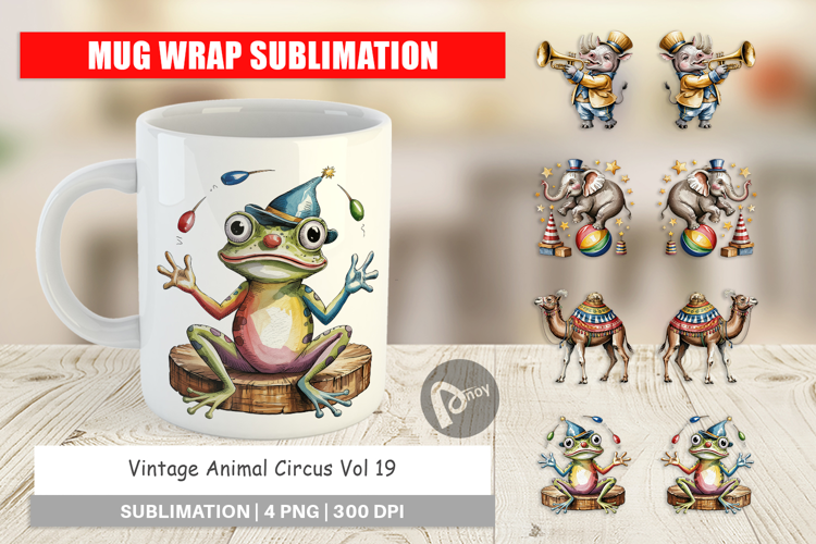 Mug Wrap Vintage Animal Circus