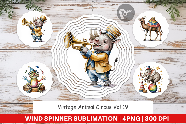 Wind Spinner Vintage Animal Circus