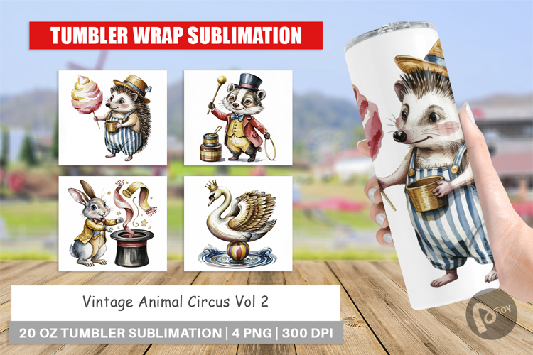 Tumbler Vintage Animal Circus