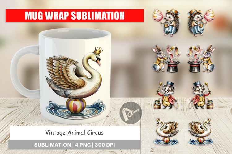 Mug Wrap Vintage Animal Circus