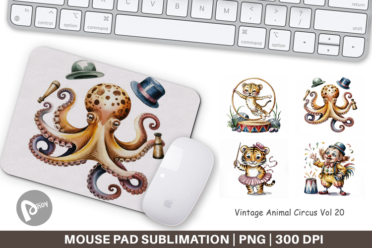 Mouse Pad Vintage Animal Circus