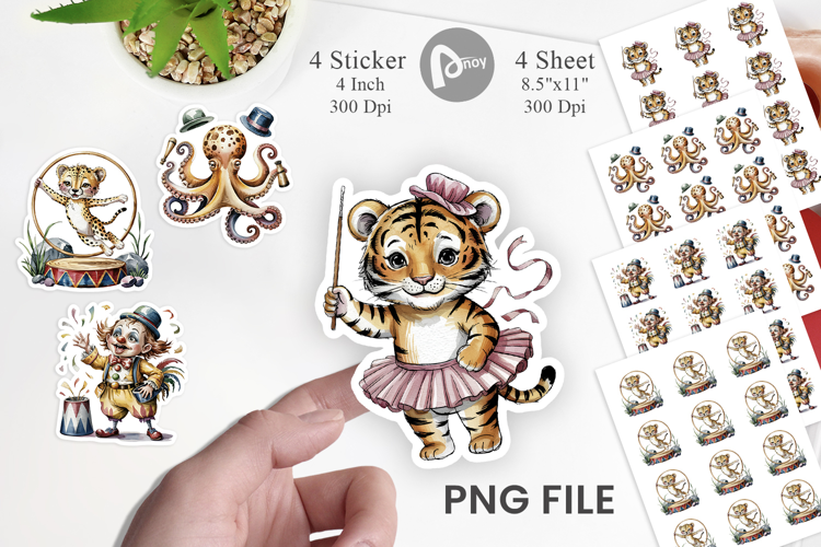 Vintage Animal Circus Sticker