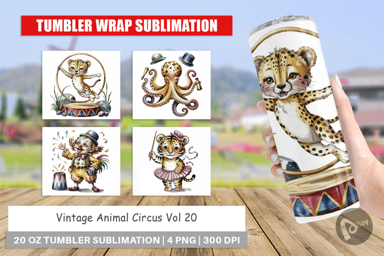 Tumbler Vintage Animal Circus