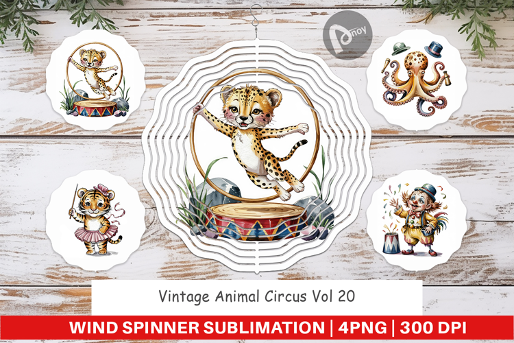 Wind Spinner Vintage Animal Circus