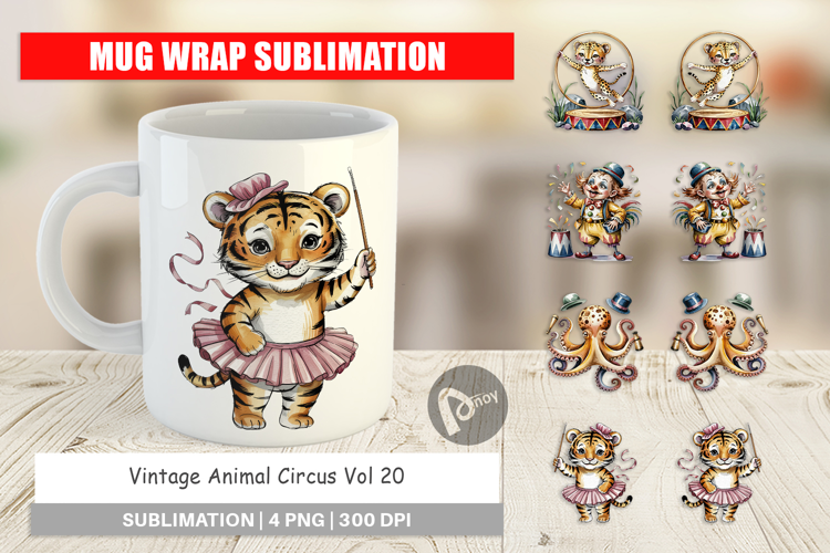Mug Wrap Vintage Animal Circus