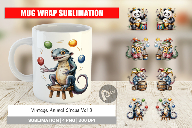 Mug Wrap Vintage Animal Circus