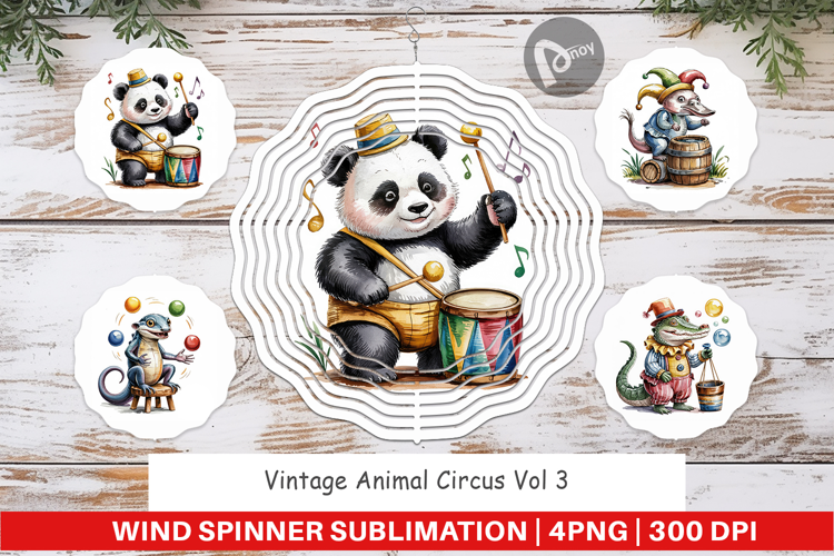 Wind Spinner Vintage Animal Circus