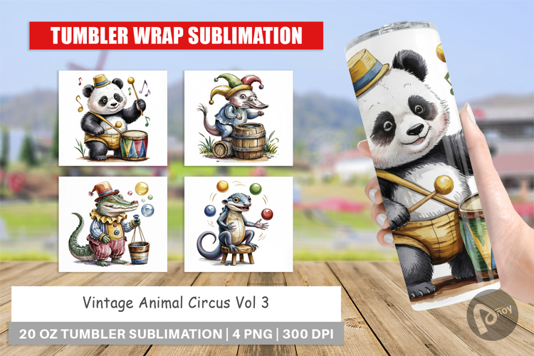 Tumbler Vintage Animal Circus