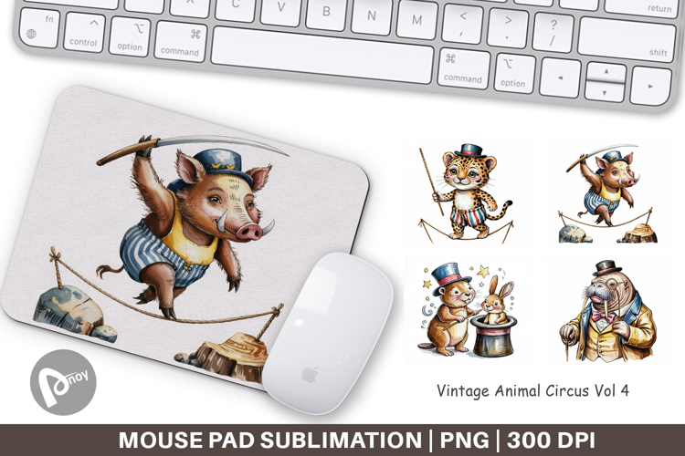 Mouse Pad Vintage Animal Circus