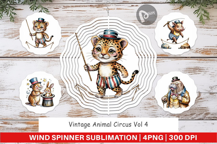 Wind Spinner Vintage Animal Circus